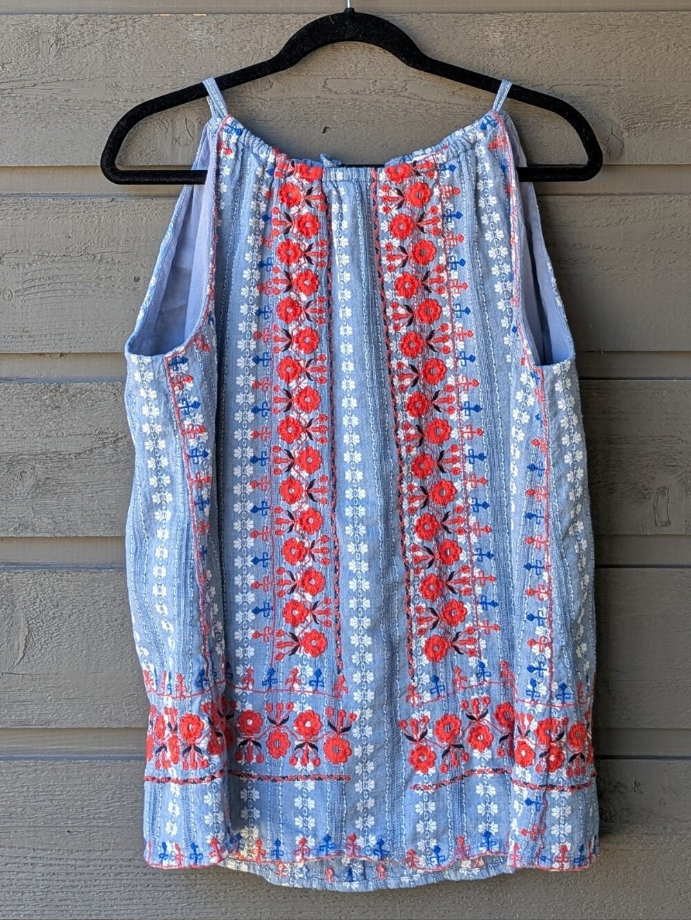 Sundance Boho Embroidered Sleeveless Cotton Blouse Size XL